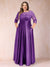 A-Line/Princess Floor-Length 3/4 Sleeves Scoop Plus Size Mother of the Bride Dresses