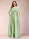 A-Line/Princess Floor-Length 3/4 Sleeves Scoop Plus Size Mother of the Bride Dresses