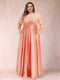 A-Line/Princess Floor-Length 3/4 Sleeves Scoop Plus Size Mother of the Bride Dresses