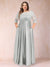 A-Line/Princess Floor-Length 3/4 Sleeves Scoop Plus Size Mother of the Bride Dresses