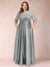 A-Line/Princess Floor-Length 3/4 Sleeves Scoop Plus Size Mother of the Bride Dresses