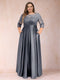 A-Line/Princess Floor-Length 3/4 Sleeves Scoop Plus Size Mother of the Bride Dresses