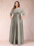 A-Line/Princess Floor-Length 3/4 Sleeves Scoop Plus Size Mother of the Bride Dresses