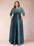 A-Line/Princess Floor-Length 3/4 Sleeves Scoop Plus Size Mother of the Bride Dresses