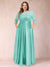 A-Line/Princess Floor-Length 3/4 Sleeves Scoop Plus Size Mother of the Bride Dresses