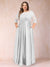 A-Line/Princess Floor-Length 3/4 Sleeves Scoop Plus Size Mother of the Bride Dresses