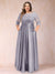 A-Line/Princess Floor-Length 3/4 Sleeves Scoop Plus Size Mother of the Bride Dresses