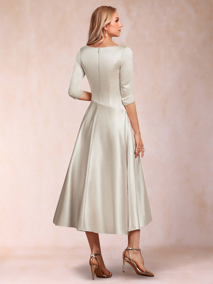 A-Line/Princess Tea-Length 3/4 Sleeves V-Neck Mother of the Bride Dresses