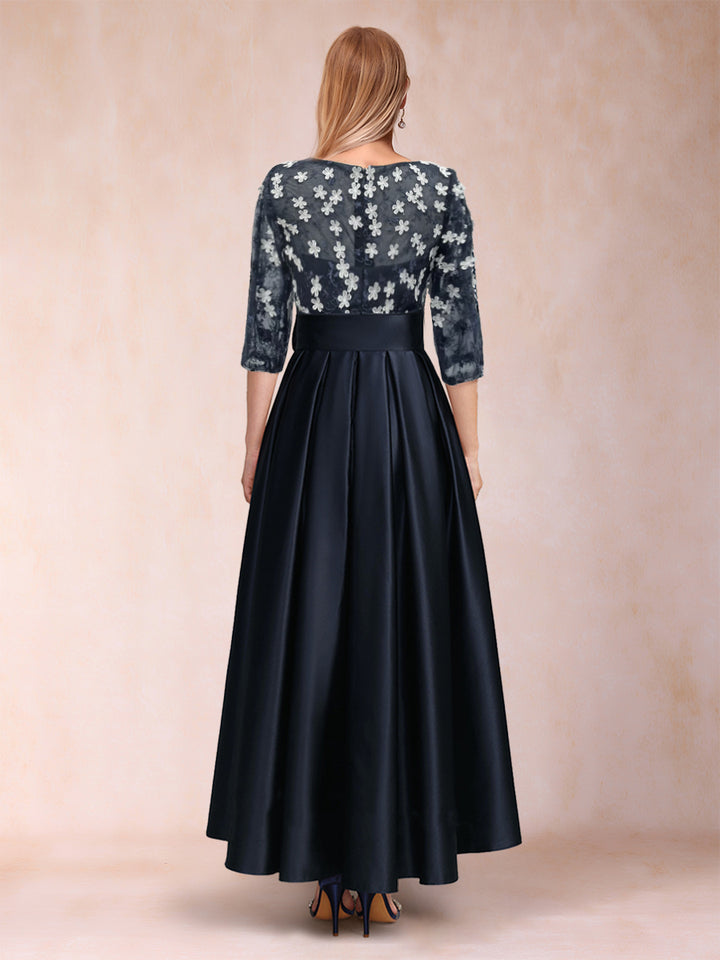 A-Line/Princess Asymmetrical 3/4 Sleeves Scoop Mother of the Bride Dresses