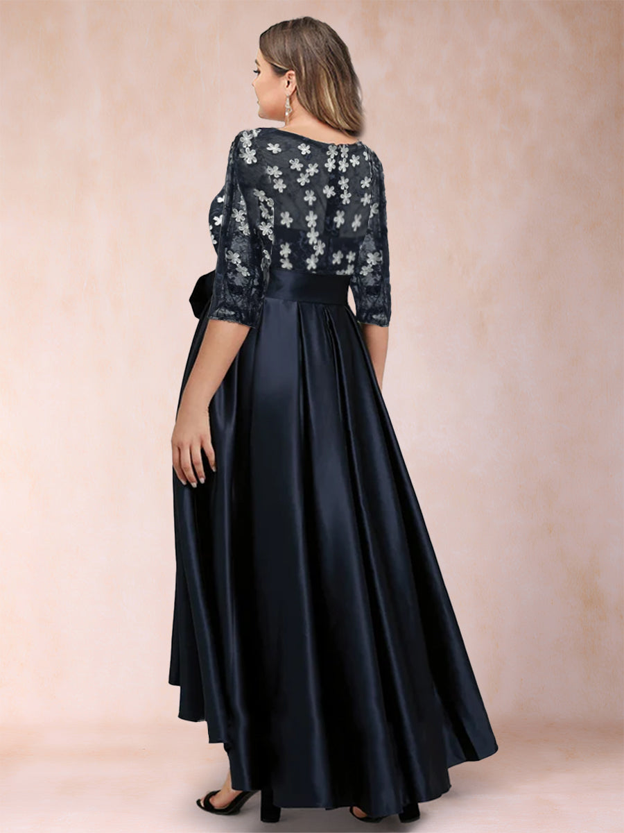 A-Line/Princess Asymmetrical 3/4 Sleeves Scoop Plus Size Mother of the Bride Dresses