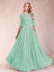 A-Line/Princess Floor-Length Half Sleeves Scoop Mother of the Bride Dresses