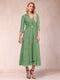 A-Line/Princess Tea-Length 3/4 Sleeves V-Neck Mother of the Bride Dresses