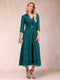 A-Line/Princess Tea-Length 3/4 Sleeves V-Neck Mother of the Bride Dresses