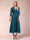 A-Line/Princess Tea-Length 3/4 Sleeves V-Neck Mother of the Bride Dresses