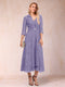 A-Line/Princess Tea-Length 3/4 Sleeves V-Neck Mother of the Bride Dresses