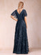 A-Line/Princess Floor-Length Short Sleeves V-Neck Mother of the Bride Dresses