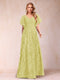 A-Line/Princess Floor-Length Short Sleeves V-Neck Mother of the Bride Dresses