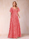 A-Line/Princess Floor-Length Short Sleeves V-Neck Mother of the Bride Dresses
