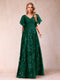 A-Line/Princess Floor-Length Short Sleeves V-Neck Mother of the Bride Dresses