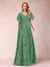 A-Line/Princess Floor-Length Short Sleeves V-Neck Mother of the Bride Dresses