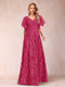 A-Line/Princess Floor-Length Short Sleeves V-Neck Mother of the Bride Dresses