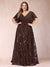 A-Line/Princess Floor-Length Short Sleeves V-Neck Plus Size Mother of the Bride Dresses