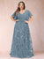 A-Line/Princess Floor-Length Short Sleeves V-Neck Plus Size Mother of the Bride Dresses