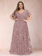 A-Line/Princess Floor-Length Short Sleeves V-Neck Plus Size Mother of the Bride Dresses