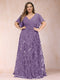 A-Line/Princess Floor-Length Short Sleeves V-Neck Plus Size Mother of the Bride Dresses