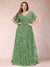 A-Line/Princess Floor-Length Short Sleeves V-Neck Plus Size Mother of the Bride Dresses