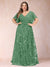 A-Line/Princess Floor-Length Short Sleeves V-Neck Plus Size Mother of the Bride Dresses