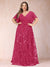 A-Line/Princess Floor-Length Short Sleeves V-Neck Plus Size Mother of the Bride Dresses