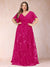 A-Line/Princess Floor-Length Short Sleeves V-Neck Plus Size Mother of the Bride Dresses