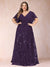 A-Line/Princess Floor-Length Short Sleeves V-Neck Plus Size Mother of the Bride Dresses