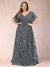 A-Line/Princess Floor-Length Short Sleeves V-Neck Plus Size Mother of the Bride Dresses