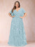 A-Line/Princess Floor-Length Short Sleeves V-Neck Plus Size Mother of the Bride Dresses