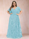 A-Line/Princess Floor-Length Short Sleeves V-Neck Plus Size Mother of the Bride Dresses