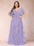 A-Line/Princess Floor-Length Short Sleeves V-Neck Plus Size Mother of the Bride Dresses