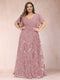 A-Line/Princess Floor-Length Short Sleeves V-Neck Plus Size Mother of the Bride Dresses