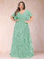 A-Line/Princess Floor-Length Short Sleeves V-Neck Plus Size Mother of the Bride Dresses