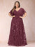 A-Line/Princess Floor-Length Short Sleeves V-Neck Plus Size Mother of the Bride Dresses