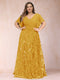 A-Line/Princess Floor-Length Short Sleeves V-Neck Plus Size Mother of the Bride Dresses