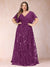 A-Line/Princess Floor-Length Short Sleeves V-Neck Plus Size Mother of the Bride Dresses