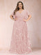 A-Line/Princess Floor-Length Short Sleeves V-Neck Plus Size Mother of the Bride Dresses