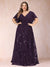 A-Line/Princess Floor-Length Short Sleeves V-Neck Plus Size Mother of the Bride Dresses