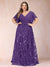 A-Line/Princess Floor-Length Short Sleeves V-Neck Plus Size Mother of the Bride Dresses