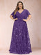 A-Line/Princess Floor-Length Short Sleeves V-Neck Plus Size Mother of the Bride Dresses