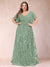 A-Line/Princess Floor-Length Short Sleeves V-Neck Plus Size Mother of the Bride Dresses