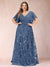 A-Line/Princess Floor-Length Short Sleeves V-Neck Plus Size Mother of the Bride Dresses
