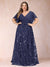 A-Line/Princess Floor-Length Short Sleeves V-Neck Plus Size Mother of the Bride Dresses